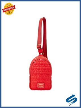 Disney Minnie Mouse Convertible Crossbody Sling Bag Faux Leather Jacquard Strap